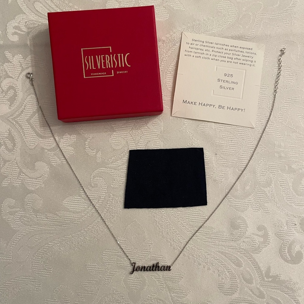 Jonathan Name Plate 925 Sterling Silver Necklace - Picture 3 of 8